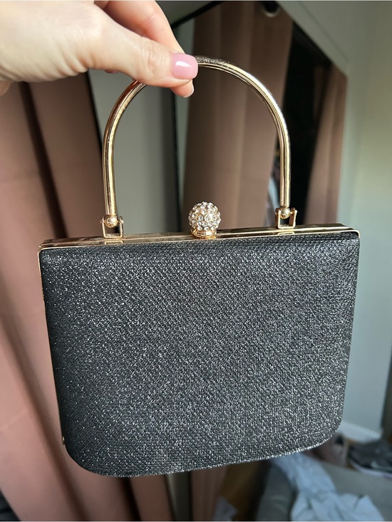 Nordstrom Handbags - Elegant Black Glitter Top-Handle Evening Bag